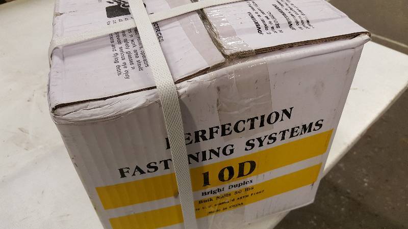 lot 7427-3 image: New and full 50 lbs box of 10D Bright Duplex Nails.  Got a project coming up or if youre a contractor dont let these get away.