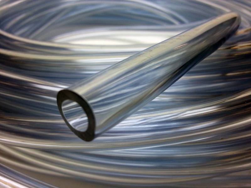 lot 7475 image: 10 foot length of 38 ID x 916 OD x 332 Wall Excelon RNT� Clear PVC Tubing.