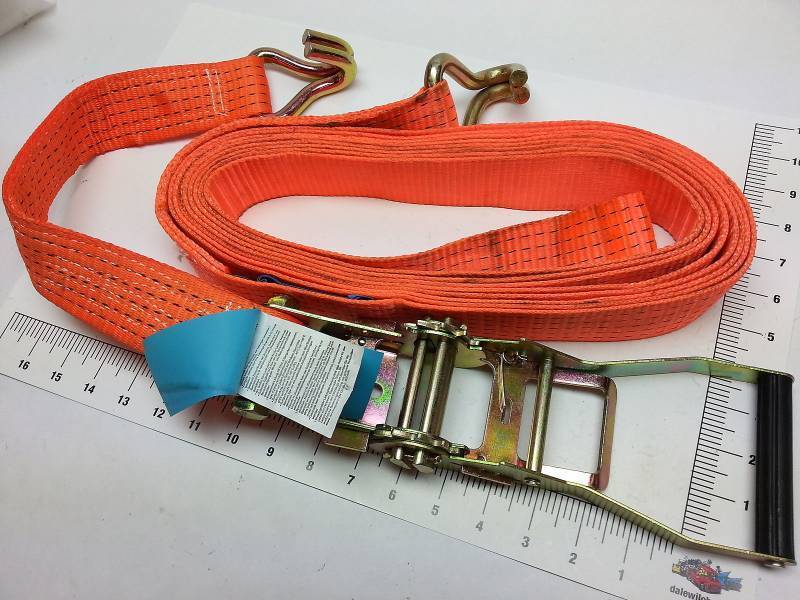 lot 7503-2 image: New single Ratchet assembly and 2 wide HD Polyester Webbing Strap 29 feet long
