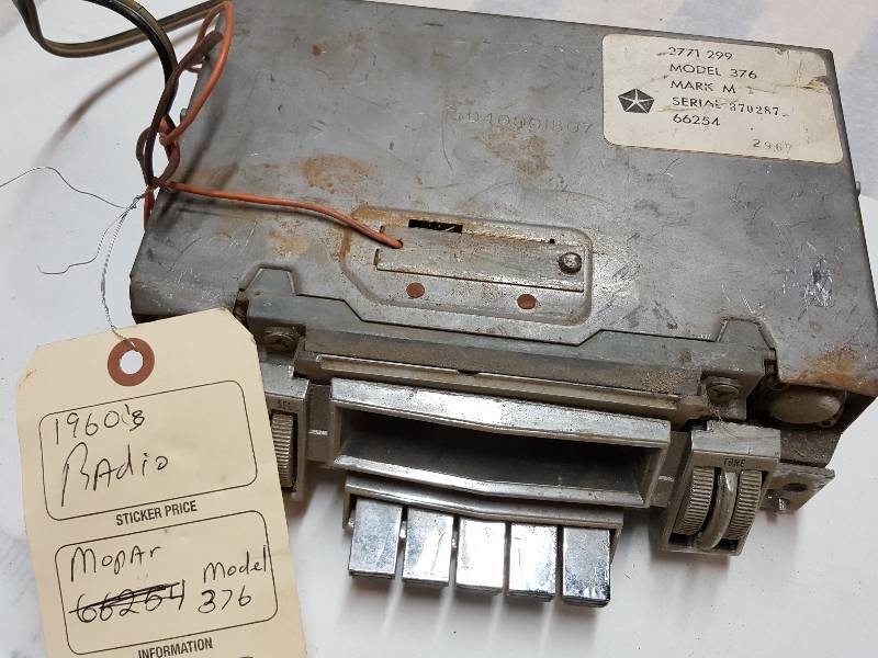 lot 7542 image: Model 376 Mopar radio.  Rescued from the crusher
