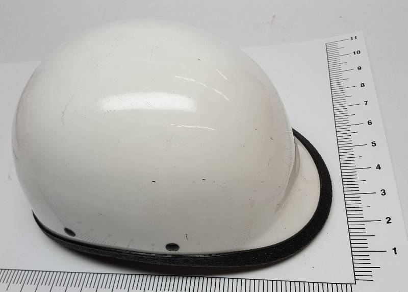 lot 9095 image: Very nice looking size small to medium size Police style motorcycle riders helmet with bill on the front