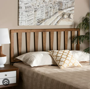 lot 2 image: Full Duncan Wood Headboard Walnut - Baxton Studio