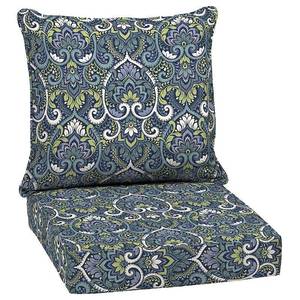 lot 34 image: Arden Selections Sapphire Aurora Damask Outdoor Deep Seat Set - 46.5 in L x 25 in W x 6.5 in H