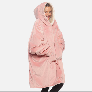 lot 73 image: Comfy Wearable Sherpa Lined Blanket BLUSH