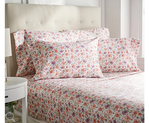 lot 78 image: Home Reflections 1200tc Cotton Sheet Set with extra pillow cases Multi Floral Queen Size