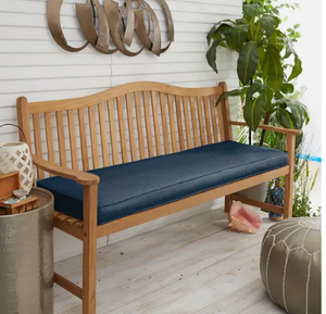 lot 82 image: RETAILS FOR $149 Sunbrella 60in x 19in Corded Bench Cushion BLUE see pics for actual shade of blue