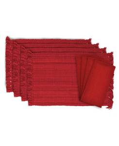 lot 88 image: DII Fringed Kitchen Tabletop Set- Set of 8 - Red (Napkins&Placemats)