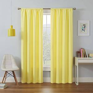 lot 90 image: Eclipse Kendall Solid Blackout Rod Pocket Energy-Efficient Curtain Panel Lemon Yellow 42 x 95