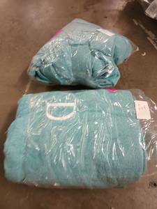 lot 95 image: PAIR OF Authentic Turkish Cotton Monogrammed Aqua