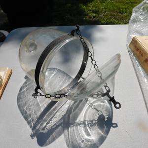 lot 8011 image: Antique Bell Jar Glass Lantern