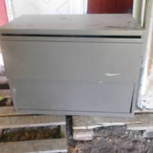 lot 8081 image: Metal Two Drawer File Cabinet