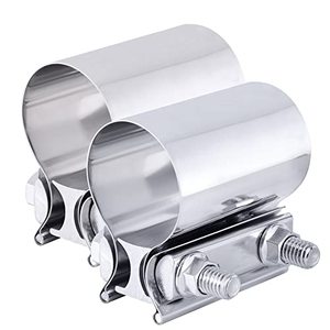 lot 5655 image: EVIL ENERGY 2.5 Inch Exhaust Clamp,Butt Joint Band Clamp Sleeve Coupler Stainless Steel 2PCS