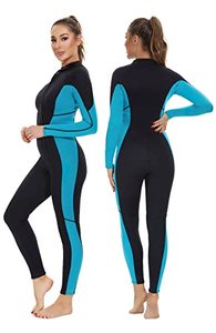 lot 5672 image: Hevto Wetsuits Women 32mm Neoprene Full Wet Suit in Cold Water Keep Warm for Diving Surfing Swimming (W02-Blue, L)