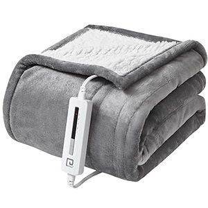 lot 5678 image: EHEYCIGA Heated Blanket Electric Blanket Throw - Heating Blanket with 6 Heating Levels & 10 Hours Auto Off, Soft Cozy Sherpa Washable Blanket with Fast Heating, 50 x 60 Inches, Gery