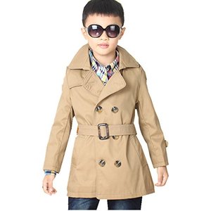 lot 5687 image: LJYH Big Boys Classic Peacoats Dress Coats Children Fall Toggle Trench Jackets Khaki 910yrs
