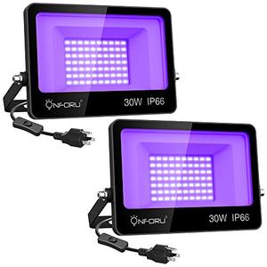 lot 5700 image: Onforu 2 Pack 30W LED Black Lights, Blacklight Flood Light with Plug, IP66 Waterproof, for Halloween Dance Party, Glow in The Dark, Stage Lighting, Aquarium, Body Paint, Fluorescent Poster, Neon Glow