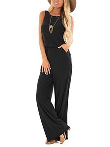 lot 5710 image: Lacozy Womens Casual Loose Sleeveless Jumpsuit Crew Neck Supersoft Rompers Sexy Tank Jumper With Pockets Black Large