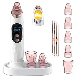 lot 5712 image: Blackhead Remover Pore Vacuum with Hot Compress- 2023 Upgraded Electric Face Cleaner Pore Extractor Pimple Extractor Acne White Heads Removal Tool with 5 Suction Head LCD Screen and Base
