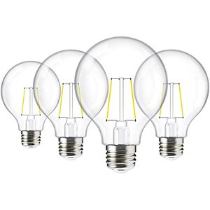 lot 5728 image: Sunco G25 LED Clear Globe Light Bulbs LED 40W3.5W, Dusk to Dawn Edison Filament Bulbs for Outdoor String Lights, 5000K Daylight, 350 LM, E26 Medium Base, Photocell, Vintage, UL 4 Pack