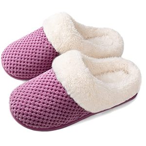 lot 5729 image: ULTRAIDEAS Womens Comfy Coral Fleece Slippers with Memory Foam, Slip-on House Shoes for Indoor and Outdoor (Purple, Size 9-10)