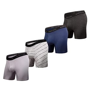 lot 5730 image: BAMBOO COOL Mens Bamboo Underwear Boxer Briefs Breathable Soft Underwear with Pouch Performance No Ride-up Boxer Briefs Trunks (4 Pack)