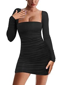 lot 5737 image: XXTAXN Womens Sexy Bodycon Long Sleeve Backless Party Mini Dress Black
