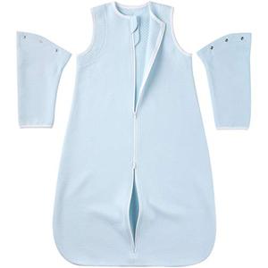lot 5745 image: Chuchu Puff Baby Sleeping Bag, Spring and Summer, Detachable Long Sleeves 1 Tog Inverted Zipper Warm Wearable Blanket Super Soft Breathable Cotton Baby Sleep Bag fit Infants and Toddler, 0-3 Months