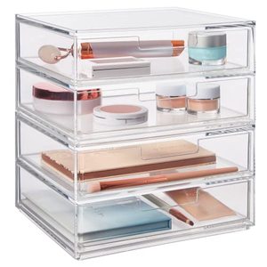 lot 5772 image: STORi Chloe Stackable Clear Double Organizer Drawers  2 Piece Set  Organize Makeup and Beauty Supplies  Made in USA