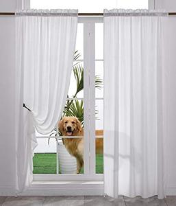 lot 5773 image: Yancorp Non-See-Through Velvet Opaque Privacy Curtains 2 Panels Drapes for Living Room Bedroom Doorway Divider Semi Sheer Curtain Kithen Window Panels (White, W52 xL84)