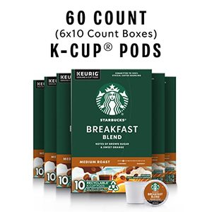 lot 5775 image: Starbucks K-Cup Coffee Pods - Medium Roast Coffee - Breakfast Blend for Keurig Brewers - 100% Arabica - 6 boxes (60 pods total)