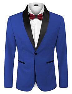 lot 5780 image: COOFANDY Blue Tuxedo for Men Slim Fit Stylish Casual One-Button Suit Coat Jacket Business Blazers, Royal Blue, Medium