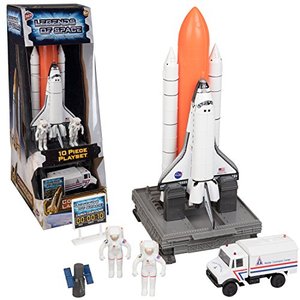 lot 5783 image: Space Shuttle And Toy Rocket Ship Set - 10 Piece Complex 39 Launch Site with Astronauts, Rockets, Space Shuttle, and Ground Vehicle - Measures 15