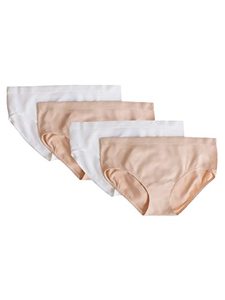lot 5794 image: Fruit of the Loom Girls Seamless Bikini Brief (Pack 4) Underwear, SandWhite 4-pack, X-Large US