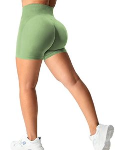 lot 6654 image: YEOREO Women Intensify Athletic Shorts Seamless Scrunch Workout Shorts High Waisted Active Gym Yoga Shorts Green M