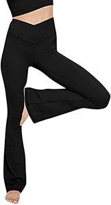 lot 6659 image: TOPYOGAS Womens Casual Bootleg Yoga Pants V Crossover High Waisted Flare Workout Pants Leggings Black