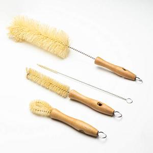lot 6672 image: All Natural Bottle Brush and Straw Set (NO Plastic) Sisal Bristles and Wood Handle Bottle Cleaners for Washing Narrow Beer Bottles, SportsWater Bottles, Tumbler, Kettles, Lid Brush, Long Straw Brush