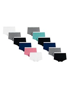 lot 6675 image: Hanes womens Sporty Cotton Assorted Boyshort Underwear Boy Short Panties, 12 Pack - Assorted, 9 US