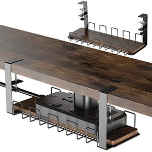 lot 6676 image: HOYRR Under Desk Cable Management, Under Table Wire Management Tray, Desk Wire Management Organizer, Cable Tray Under Desk, for Desk Office Computer Cable Rack, No Need to Drill Holes (Pack of 1)
