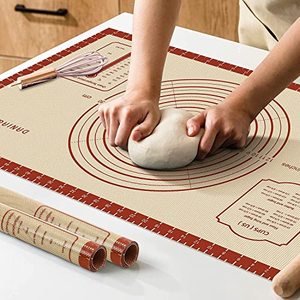 lot 6686 image: Non Stick 26x16 Extra Large Thick Silicone Pastry Mat, Double Measures Scale for Non-slip Silicone Baking Sheet, Counter Mat, Dough Rolling, Reusable Bakeware Mats for Cookies