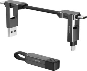 lot 6695 image: CHAFON Multi Charging Cable Short,Travel Portable Magnetic Keyring 5 in 1 USB Charger Data Cord,PD 60W USB AC to Type C,Micro USB Connectors Compatible with Cell Phones Tablets Power Bank