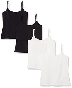 lot 6697 image: Amazon Essentials Womens Slim-Fit Camisole (Available in Plus Size), Pack of 4, BlackWhite, Medium