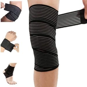 lot 6698 image: Extra Long Elastic Knee Wrap Compression Bandage Brace Support for Legs, Plantar Fasciitis, Stabilising Ligaments, Joint Pain, Squat, Basketball, Running, Tennis, Soccer, Football (Black-2Pcs)
