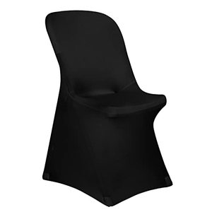 lot 6706 image: Obstal 10Pcs Stretch Spandex Chair Covers for Party Folding Chair - Universal Fitted Chair Slipcovers Protector for Wedding, Banquet, Holiday, Celebration (Black, 10 Packs)