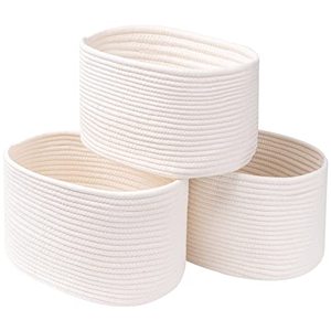 lot 6714 image: CubesLand Cube Shelf Closet Storage Baskets Bins Set 3,Woven Basket for OrganizingStorage,Long-lasting &Skin-friendly Toy Storage Basket Bin,Stylish Room Decor Basket,Off White Cotton Rope Basket