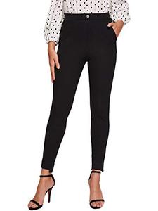 lot 6716 image: SweatyRocks Womens Casual Skinny Leggings Stretchy High Waisted Work Pants Elastic Waisted Black Large