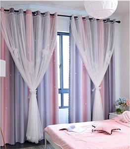 lot 6717 image: YANCORP 96 inch Length Room Darkening Blackout Pink Grey Rainbow Curtains for Girls Bedroom Kids Room Ombre Window Panels Living Room(Pink Grey, W52 X L96inch)