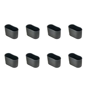 lot 6732 image: Geesatis 8 Pcs Oval Chair Leg Caps PVC Furniture Pad Table Feet Covers Floor Protector, Black, 1.6 x 0.7 inch