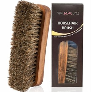 lot 6734 image: 6.7 Horsehair Shoe Shine Brush - 100% Soft Genuine Horse Hair Bristles - Unique Concave Design Wood Handle - Comfortable Grip, Anti Slip - for Boots, Shoes & Other Leather Care (#1)