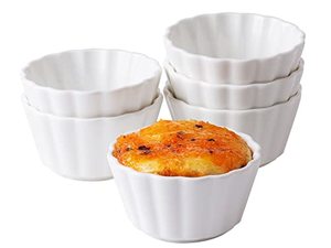 lot 6736 image: 8 oz Ramekins Set of 6, Ramekins Oven Safe, Porcelain Ramiken Set, Souffle, Custard Cups for Baking and Ice Cream Bowl, White