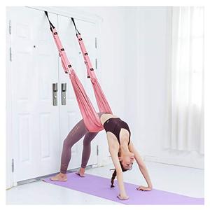 lot 6742 image: Yoga Stretching Strap, Leg stretcher Backbend Assist Trainer Enhance Body Flexibility Stretch Out Strap with Aerial Yoga Swing Great for Ballet Yoga Cheerleading Normal Exercise Stretching (Pink)